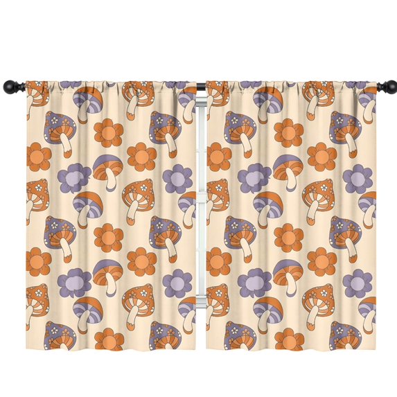 Blackout Kids Curtains,Colorful Mushroom Star Dark Pattern Childrens Insulated Curtains Set Of 2,Bedroom Essentials,Toddler Room Decor 42"x63"