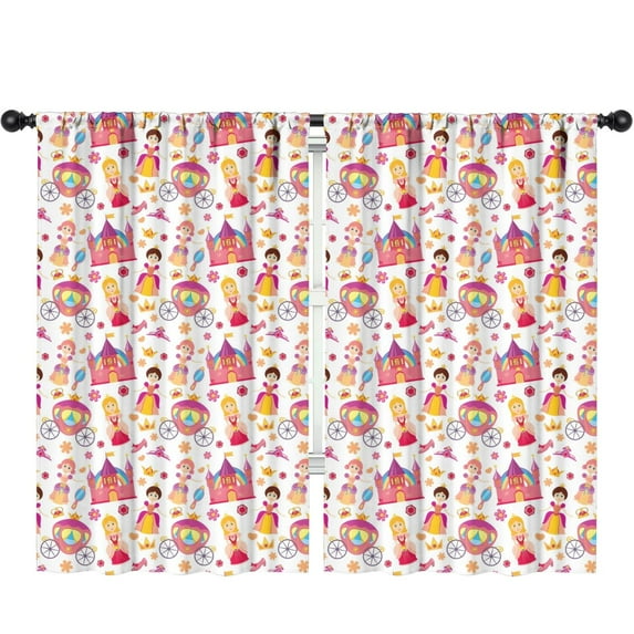 Blackout Kids Curtains,Colorful Princess Castle Carriage Pattern Childrens Insulated Curtains Set Of 2,Bedroom Essentials,Toddler Room Decor 52"x84"