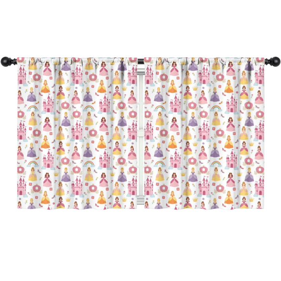 Blackout Kids Curtains,Colorful Princess Castle Pattern Childrens Insulated Curtains Set Of 2,Bedroom Essentials,Toddler Room Decor 52"x63"