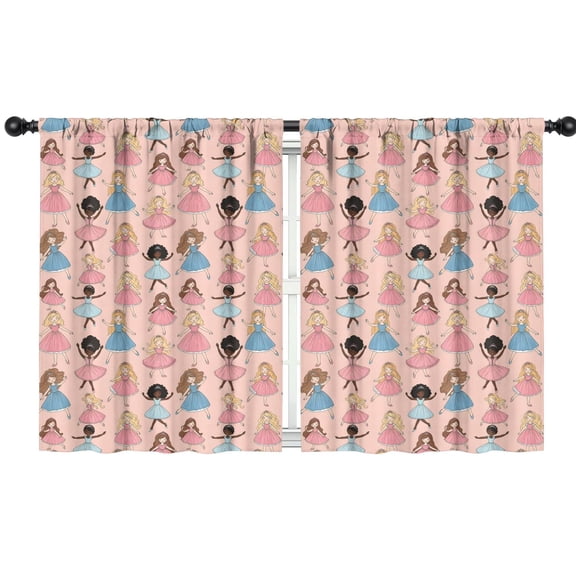 Blackout Kids Curtains,Colorful Princess Dance Pattern Childrens Insulated Curtains Set Of 2,Bedroom Essentials,Toddler Room Decor 42"x54"