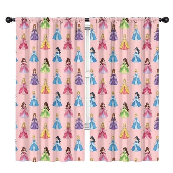 Blackout Kids Curtains,Colorful Princess Pattern Childrens Insulated Curtains Set Of 2,Bedroom Essentials,Toddler Room Decor 42"x84"