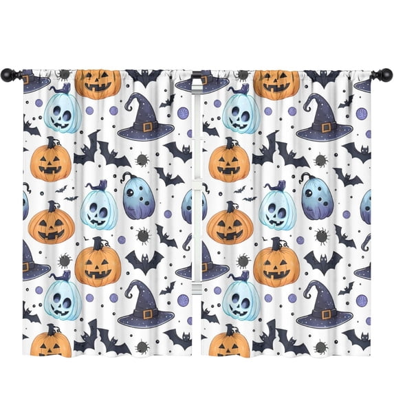 Blackout Kids Curtains,Colorful Pumpkin Halloween Pattern Childrens Insulated Curtains Set Of 2,Bedroom Essentials,Toddler Room Decor 52"x84"