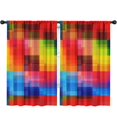 thumbnail image 1 of Blackout Kids Curtains,Colorful Rainbow Checkered Pattern Childrens Insulated Curtains Set Of 2,Bedroom Essentials,Toddler Room Decor 52"x84", 1 of 5
