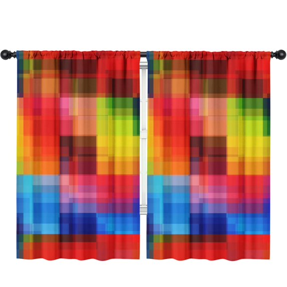 Blackout Kids Curtains,Colorful Rainbow Checkered Pattern Childrens Insulated Curtains Set Of 2,Bedroom Essentials,Toddler Room Decor 52"x84"