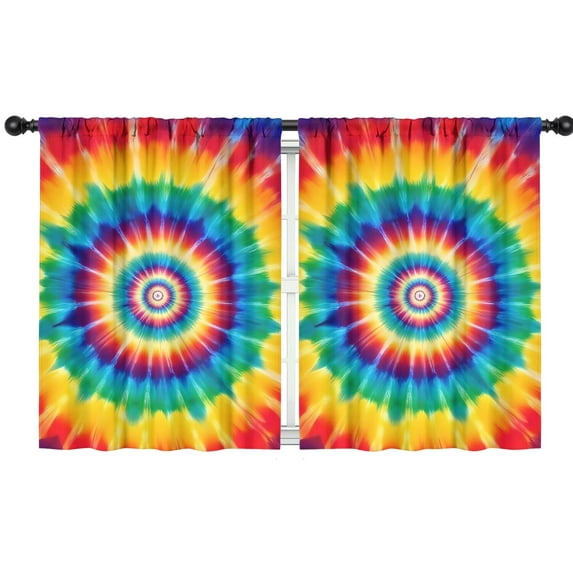 Blackout Kids Curtains,Colorful Rainbow Tie Dye Spiral Pattern Childrens Insulated Curtains Set Of 2,Bedroom Essentials,Toddler Room Decor 42"x54"