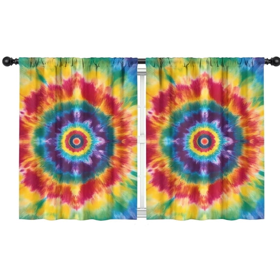Blackout Kids Curtains,Colorful Rainbow Tie Dye Spiral Pattern Childrens Insulated Curtains Set Of 2,Bedroom Essentials,Toddler Room Decor 42"x54"