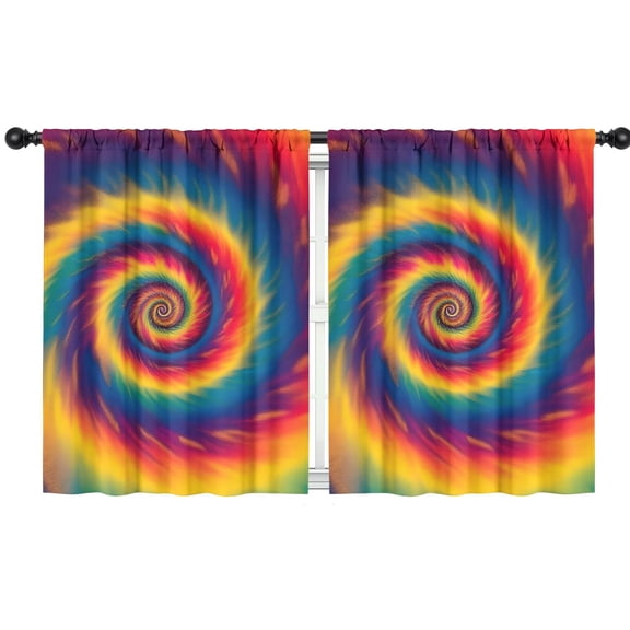 Blackout Kids Curtains,Colorful Rainbow Tie Dye Spiral Pattern Childrens Insulated Curtains Set Of 2,Bedroom Essentials,Toddler Room Decor 42"x54"
