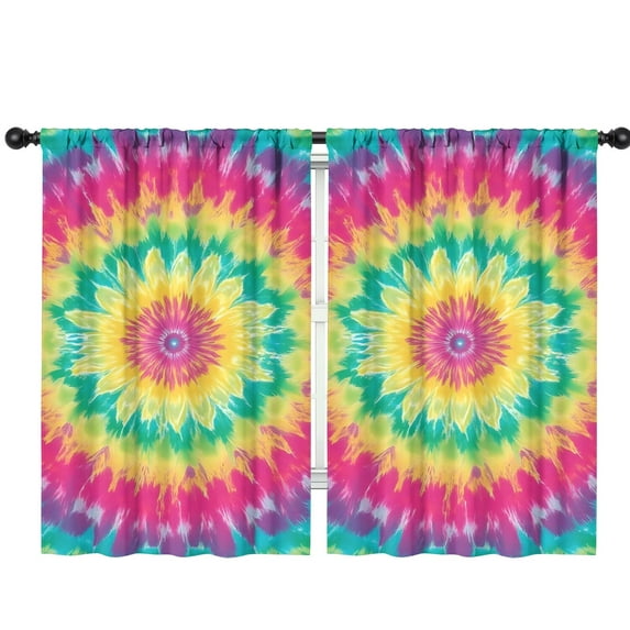Blackout Kids Curtains,Colorful Rainbow Tie Dye Spiral Pattern Childrens Insulated Curtains Set Of 2,Bedroom Essentials,Toddler Room Decor 42"x63"