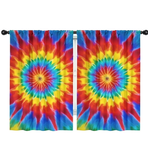 Blackout Kids Curtains,Colorful Rainbow Tie Dye Spiral Pattern Childrens Insulated Curtains Set Of 2,Bedroom Essentials,Toddler Room Decor 42"x63"