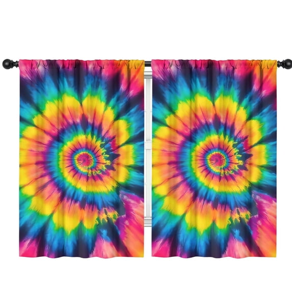 Blackout Kids Curtains,Colorful Rainbow Tie Dye Spiral Pattern Childrens Insulated Curtains Set Of 2,Bedroom Essentials,Toddler Room Decor 42"x63"