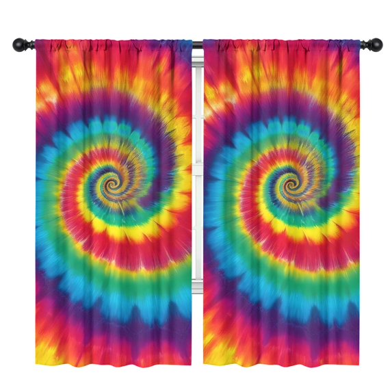 Blackout Kids Curtains,Colorful Rainbow Tie Dye Spiral Pattern Childrens Insulated Curtains Set Of 2,Bedroom Essentials,Toddler Room Decor 42"x84"