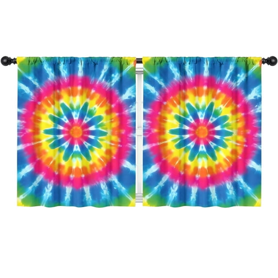 Blackout Kids Curtains,Colorful Rainbow Tie Dye Spiral Pattern Childrens Insulated Curtains Set Of 2,Bedroom Essentials,Toddler Room Decor 52"x63"