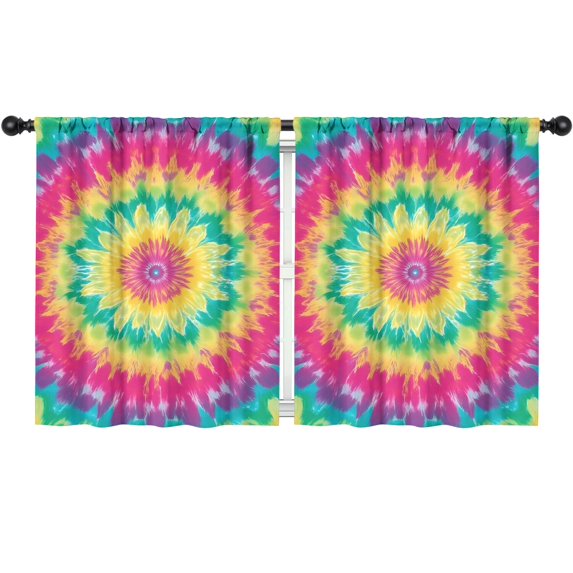 Blackout Kids Curtains,Colorful Rainbow Tie Dye Spiral Pattern Childrens Insulated Curtains Set Of 2,Bedroom Essentials,Toddler Room Decor 52"x63"