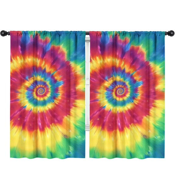 Blackout Kids Curtains,Colorful Rainbow Tie Dye Spiral Pattern Childrens Insulated Curtains Set Of 2,Bedroom Essentials,Toddler Room Decor 52"x84"