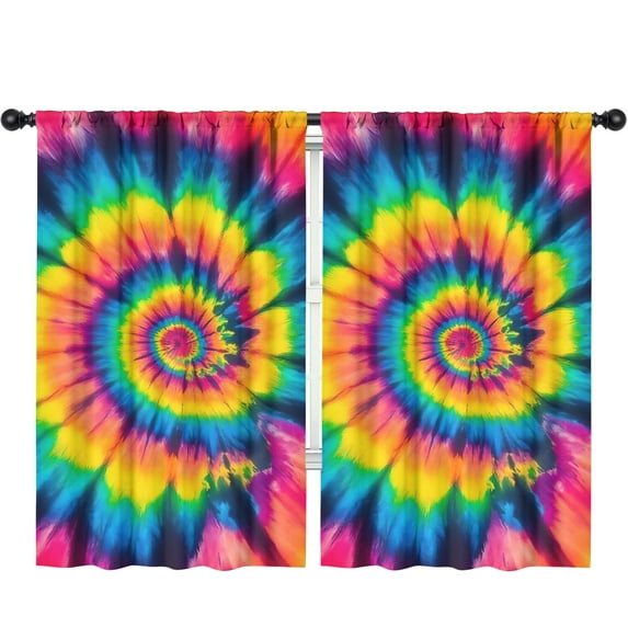 Blackout Kids Curtains,Colorful Rainbow Tie Dye Spiral Pattern Childrens Insulated Curtains Set Of 2,Bedroom Essentials,Toddler Room Decor 52"x84"