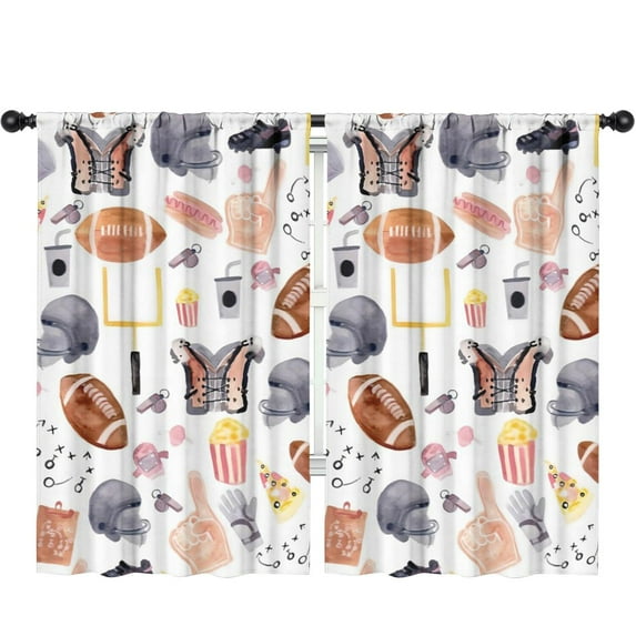 Blackout Kids Curtains,Colorful Rugby Game Items Pattern Childrens Insulated Curtains Set Of 2,Bedroom Essentials,Toddler Room Decor 52"x84"