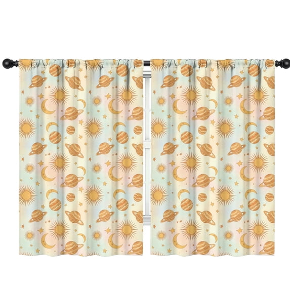 Blackout Kids Curtains,Colorful Sun Moon Star Planet Pattern Childrens Insulated Curtains Set Of 2,Bedroom Essentials,Toddler Room Decor 42x63in(106x160cm)