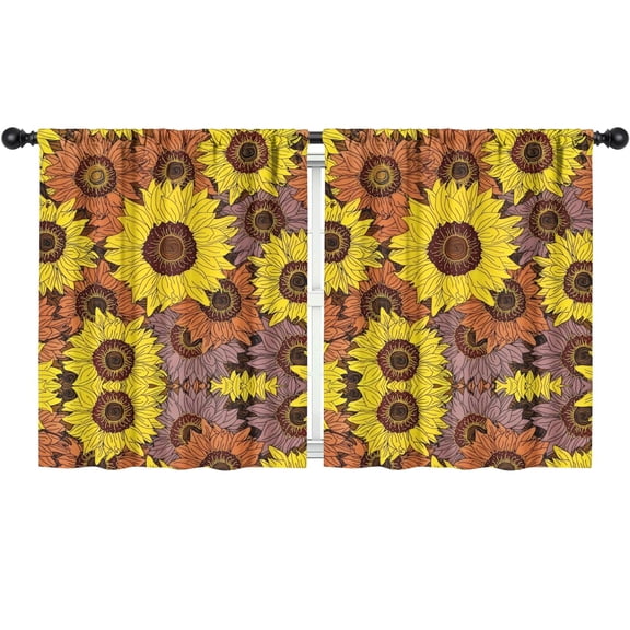 Blackout Kids Curtains,Colorful Sunflower Pattern Childrens Insulated Curtains Set Of 2,Bedroom Essentials,Toddler Room Decor 52"x63"