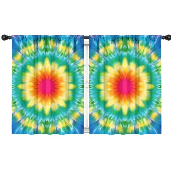 Blackout Kids Curtains,Colorful Tie Dye Blossom Pattern Childrens Insulated Curtains Set Of 2,Bedroom Essentials,Toddler Room Decor 42"x54"