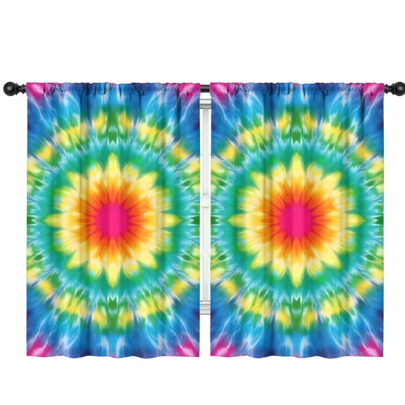 Blackout Kids Curtains,Colorful Tie Dye Blossom Pattern Childrens Insulated Curtains Set Of 2,Bedroom Essentials,Toddler Room Decor 42"x63"
