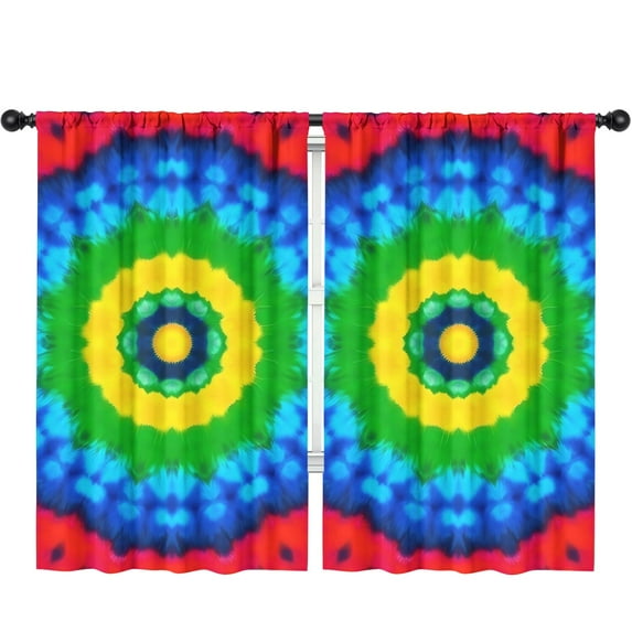 Blackout Kids Curtains,Colorful Tie Dye Circle Pattern Childrens Insulated Curtains Set Of 2,Bedroom Essentials,Toddler Room Decor 52"x84"