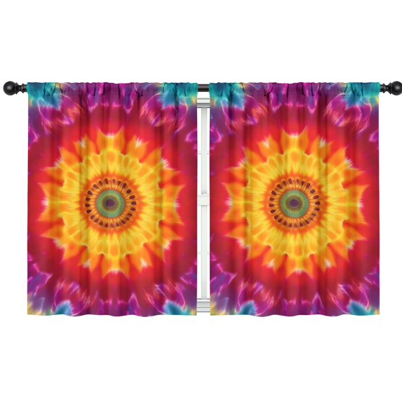 Blackout Kids Curtains,Colorful Tie Dye Mandala Pattern Childrens Insulated Curtains Set Of 2,Bedroom Essentials,Toddler Room Decor 42"x54"