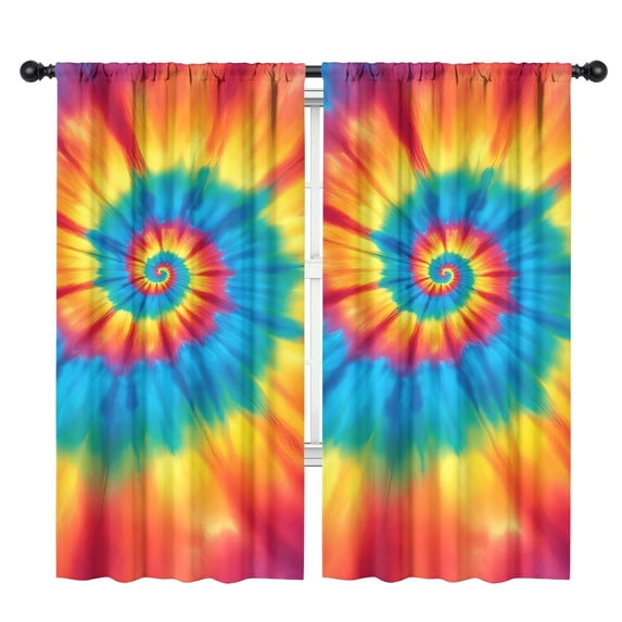 Blackout Kids Curtains,Colorful Tie Dye Mandala Pattern Childrens Insulated Curtains Set Of 2,Bedroom Essentials,Toddler Room Decor 42"x84"