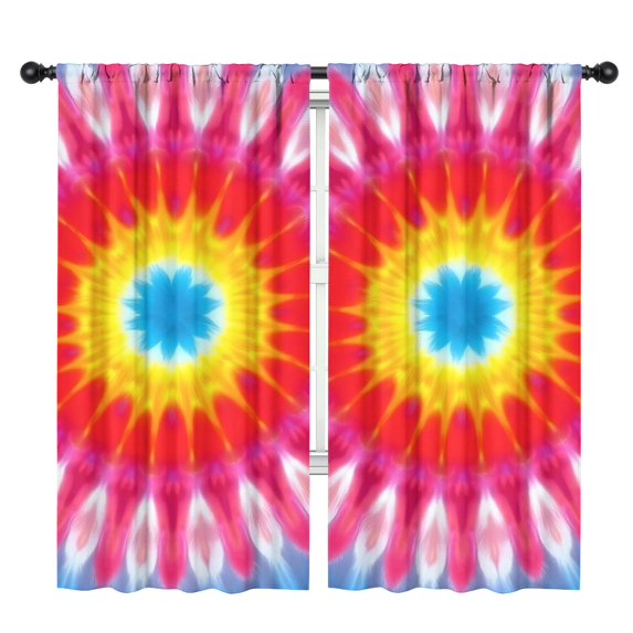 Blackout Kids Curtains,Colorful Tie Dye Mandala Pattern Childrens Insulated Curtains Set Of 2,Bedroom Essentials,Toddler Room Decor 42"x84"