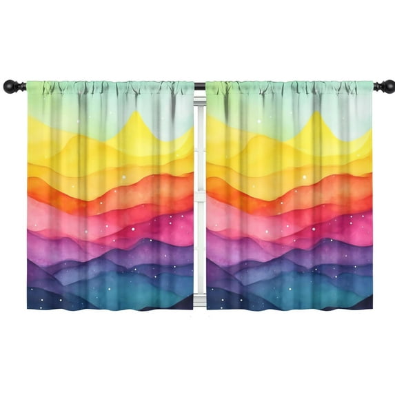 Blackout Kids Curtains,Colorful Tie Dye Mountain Pattern Childrens Insulated Curtains Set Of 2,Bedroom Essentials,Toddler Room Decor 42"x54"