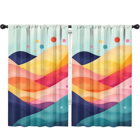 Blackout Kids Curtains,Colorful Tie Dye Mountain Pattern Childrens Insulated Curtains Set Of 2,Bedroom Essentials,Toddler Room Decor 52"x84"