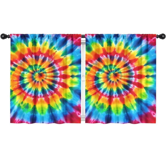 Blackout Kids Curtains,Colorful Tie Dye Rainbow Pattern Childrens Insulated Curtains Set Of 2,Bedroom Essentials,Toddler Room Decor 52"x63"
