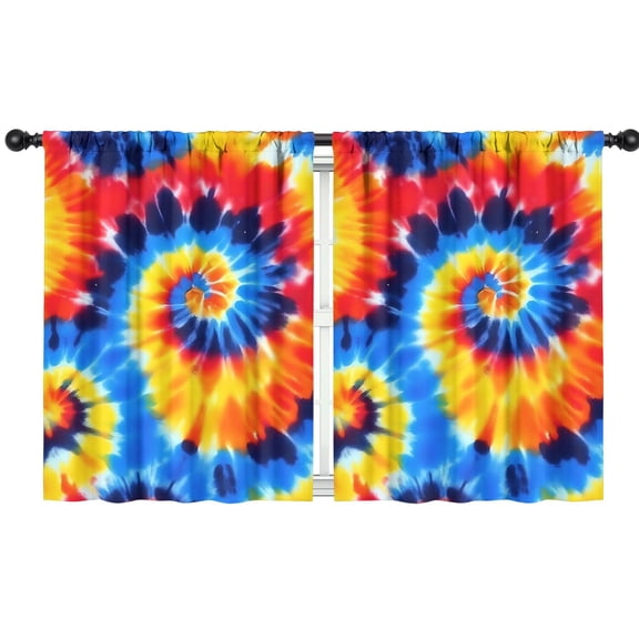 Blackout Kids Curtains,Colorful Tie Dye Spiral Pattern Childrens Insulated Curtains Set Of 2,Bedroom Essentials,Toddler Room Decor 42"x54"