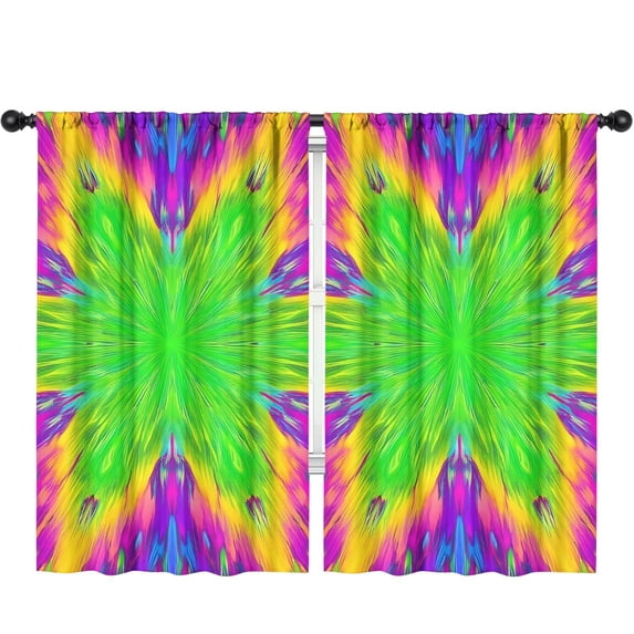 Blackout Kids Curtains,Colorful Tie Dye Star Flower Pattern Childrens Insulated Curtains Set Of 2,Bedroom Essentials,Toddler Room Decor 52"x84"
