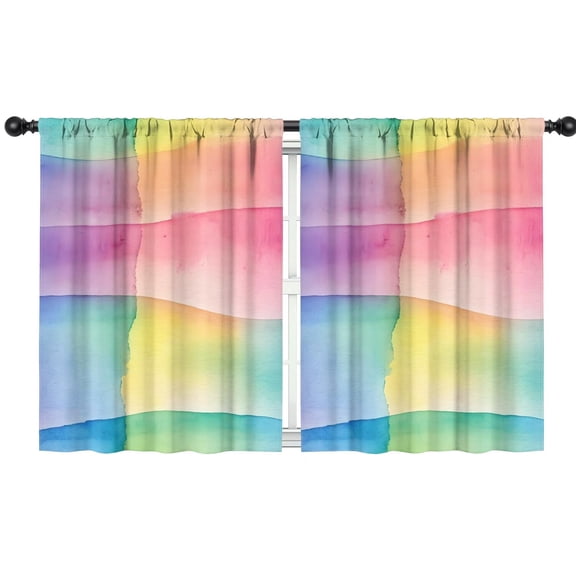 Blackout Kids Curtains,Colorful Watercolor Stripe Pattern Childrens Insulated Curtains Set Of 2,Bedroom Essentials,Toddler Room Decor 42"x54"