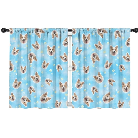 Blackout Kids Curtains,Corgi Footprint Childrens Insulated Curtains Set Of 2,Bedroom Essentials,Toddler Room Decor 42x54in(106x137cm)