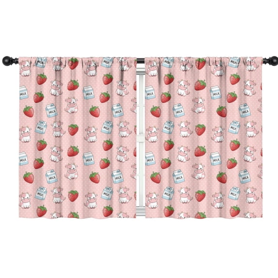Blackout Kids Curtains,Cow and Milk Pink Pattern Children's Insulated Curtains Set Of 2,Bedroom Essentials,Toddler Room Decor 42"x54"