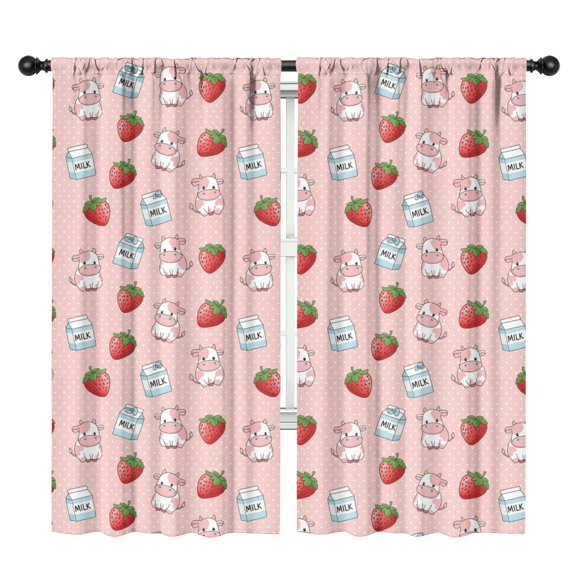 Blackout Kids Curtains,Cow and Milk Pink Pattern Children's Insulated Curtains Set Of 2,Bedroom Essentials,Toddler Room Decor 42"x84"
