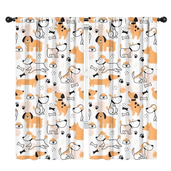 Blackout Kids Curtains,Cute Akita Dog Beagle Bulldog Rottweiler Dachshund Childrens Insulated Curtains Set Of 2,Bedroom Essentials,Toddler Room Decor 42"x84"(106x213cm)