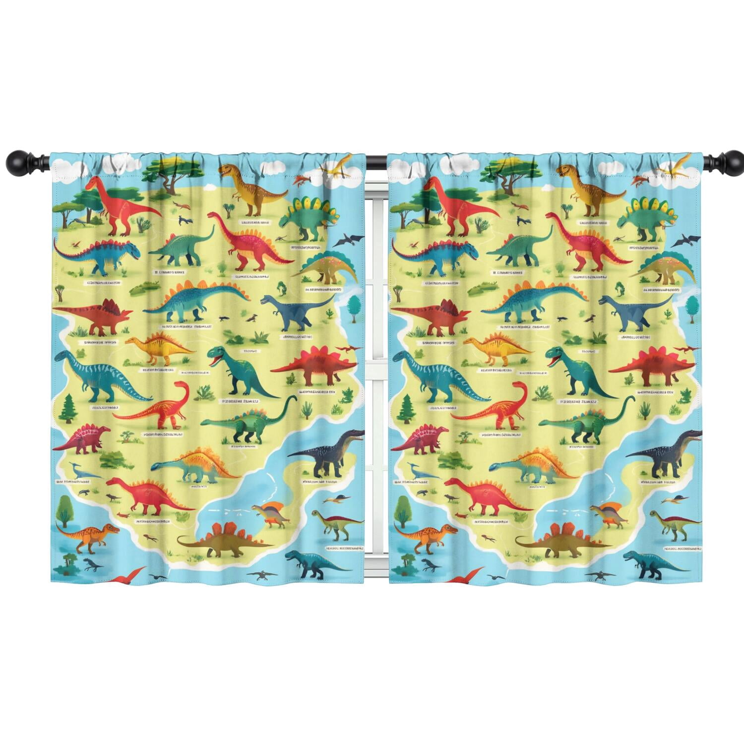 Blackout Kids Curtains,Cute Dinosaur Pattern Childrens Insulated Curtains Set Of 2,Bedroom Essentials,Toddler Room Decor 42x54in(106x137cm)