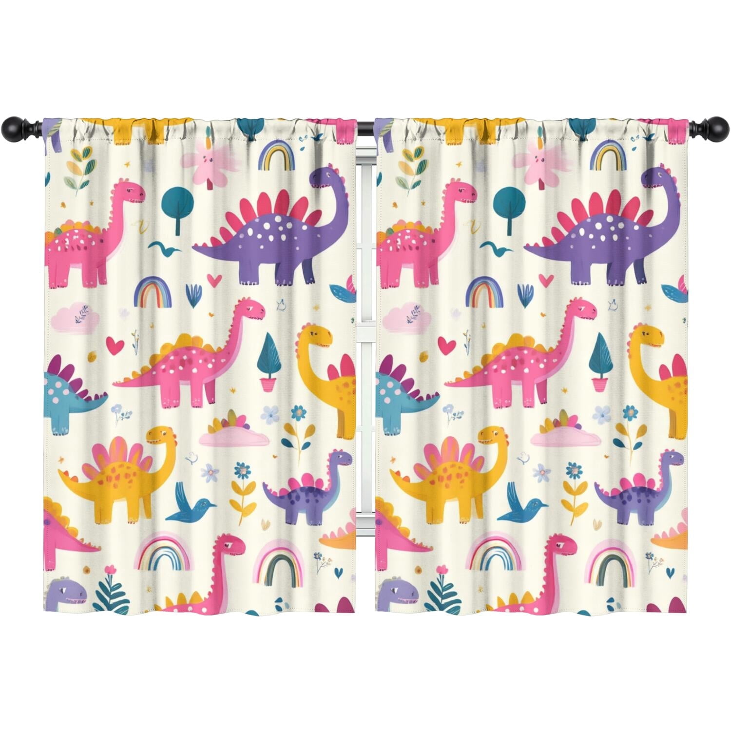 Blackout Kids Curtains,Cute Dinosaur Pattern Childrens Insulated Curtains Set Of 2,Bedroom Essentials,Toddler Room Decor 42x63in(106x160cm)