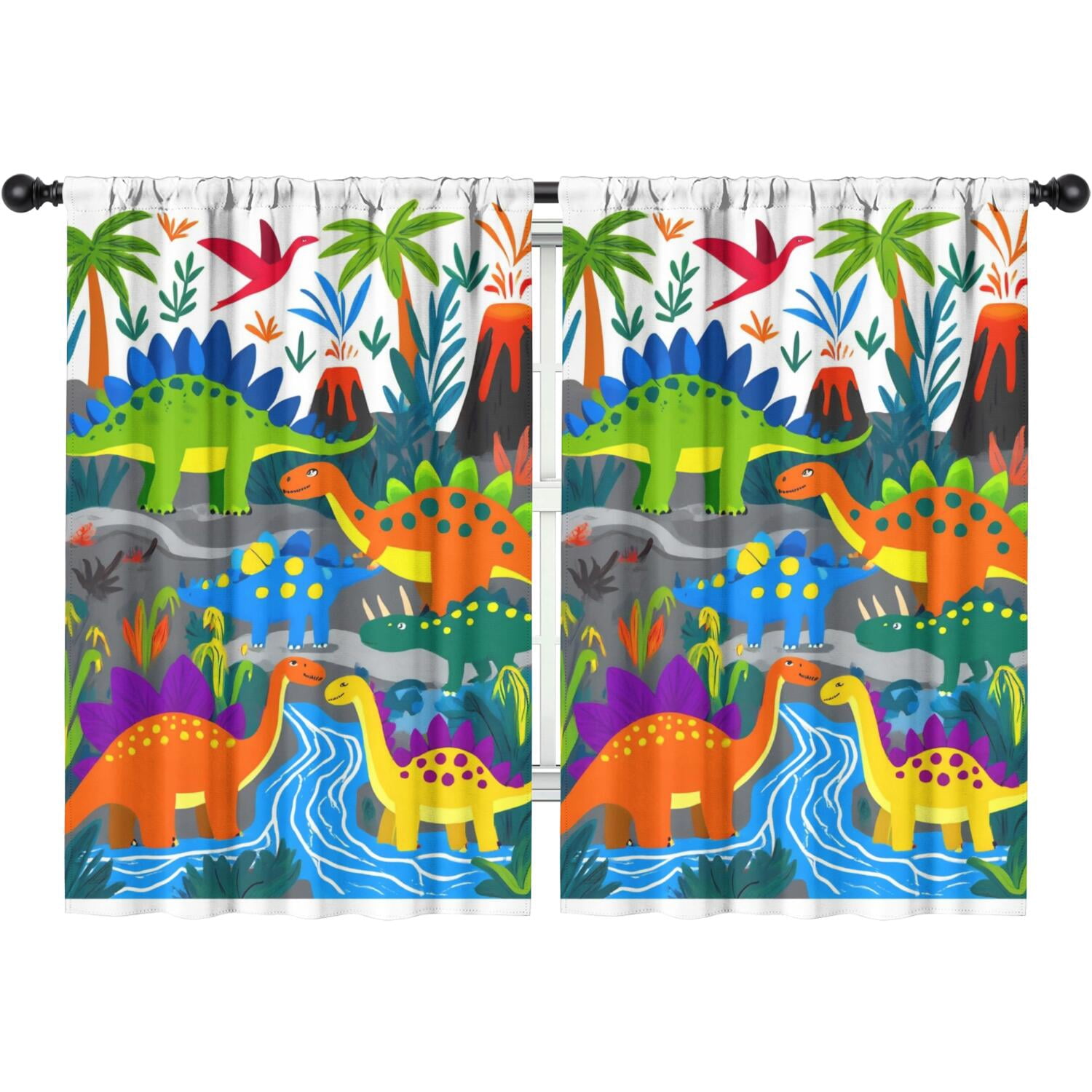 Blackout Kids Curtains,Cute Dinosaur Pattern Childrens Insulated Curtains Set Of 2,Bedroom Essentials,Toddler Room Decor 42x63in(106x160cm)