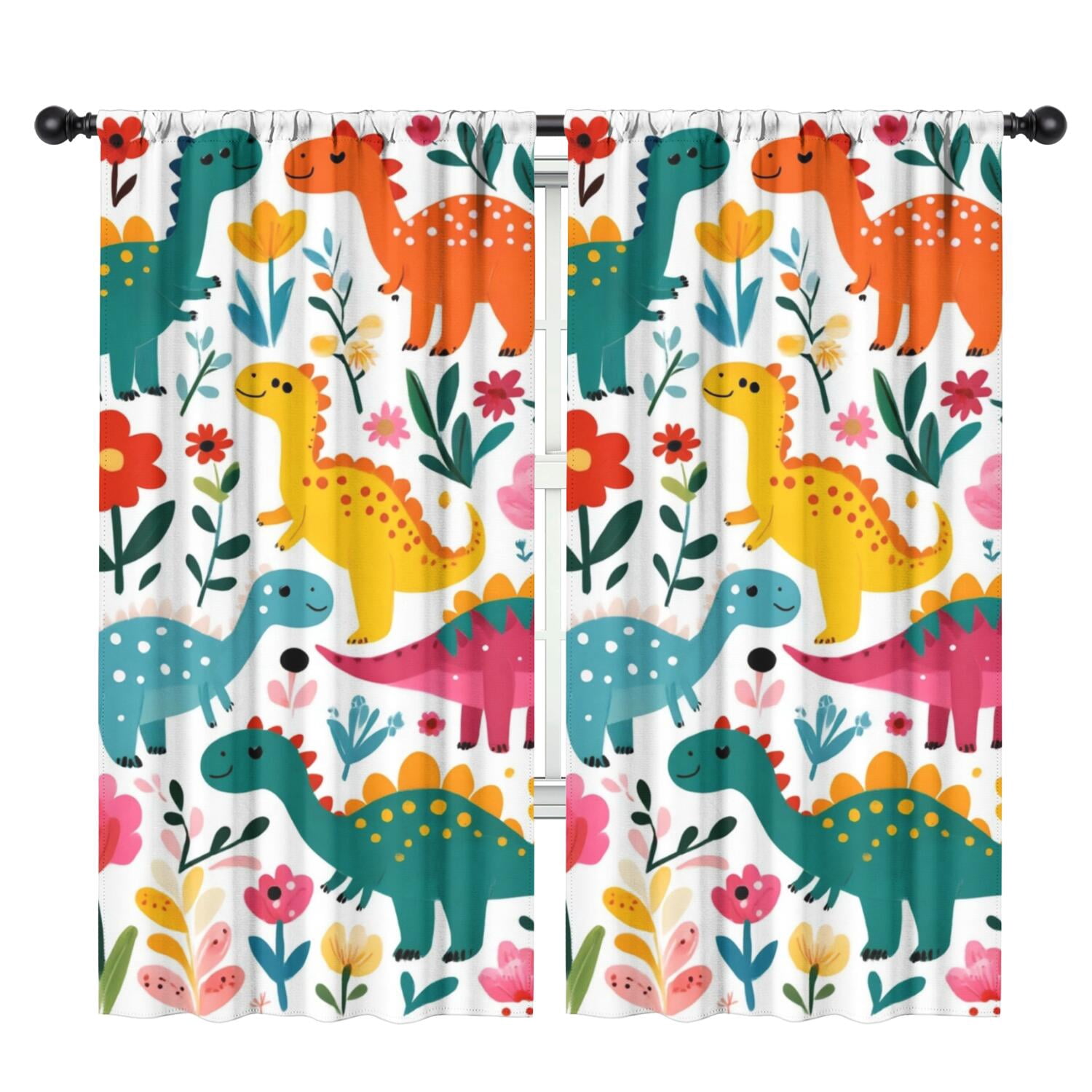 Blackout Kids Curtains,Cute Dinosaur Pattern Childrens Insulated Curtains Set Of 2,Bedroom Essentials,Toddler Room Decor 42x84in(106x213cm)