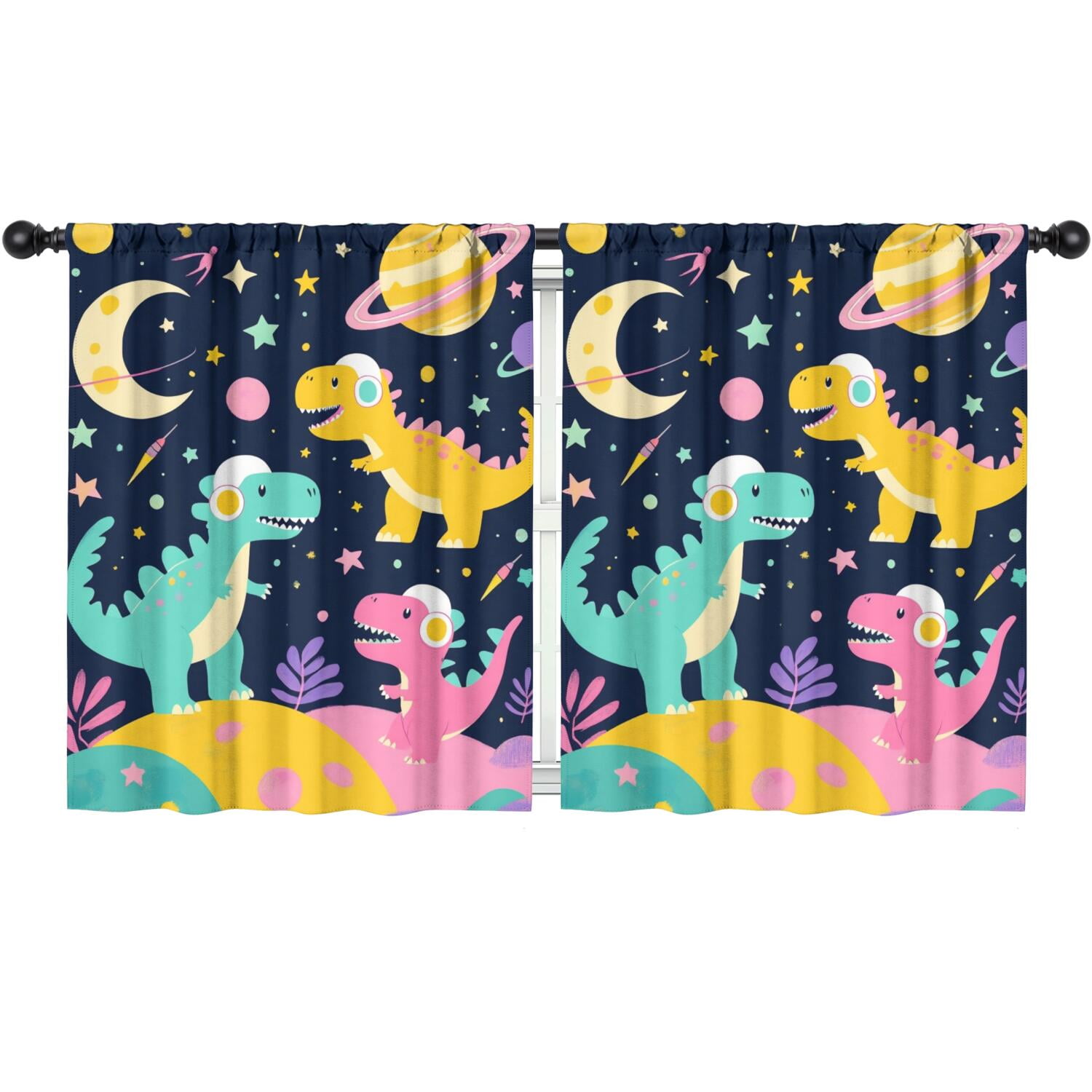Blackout Kids Curtains,Cute Dinosaur Pattern Childrens Insulated Curtains Set Of 2,Bedroom Essentials,Toddler Room Decor 52x63in(132x160cm)