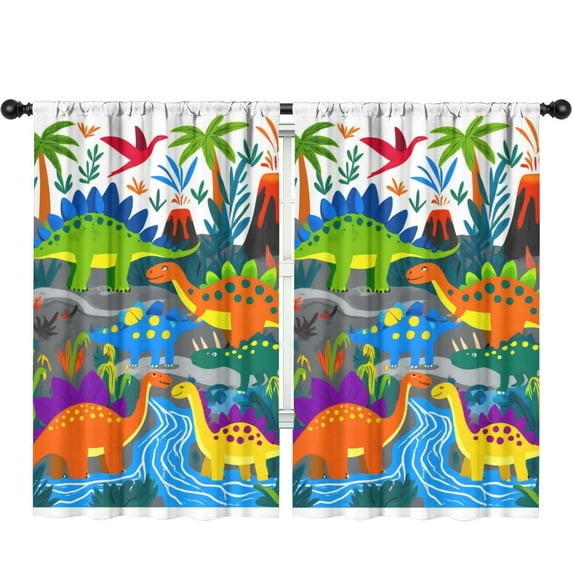 Blackout Kids Curtains,Cute Dinosaur Pattern Childrens Insulated Curtains Set Of 2,Bedroom Essentials,Toddler Room Decor 52x84in(132x213cm)