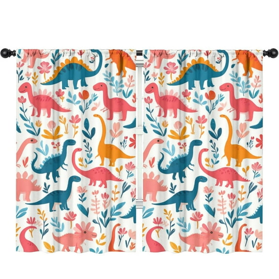 Blackout Kids Curtains,Cute Dinosaur Pattern Childrens Insulated Curtains Set Of 2,Bedroom Essentials,Toddler Room Decor 52x84in(132x213cm)