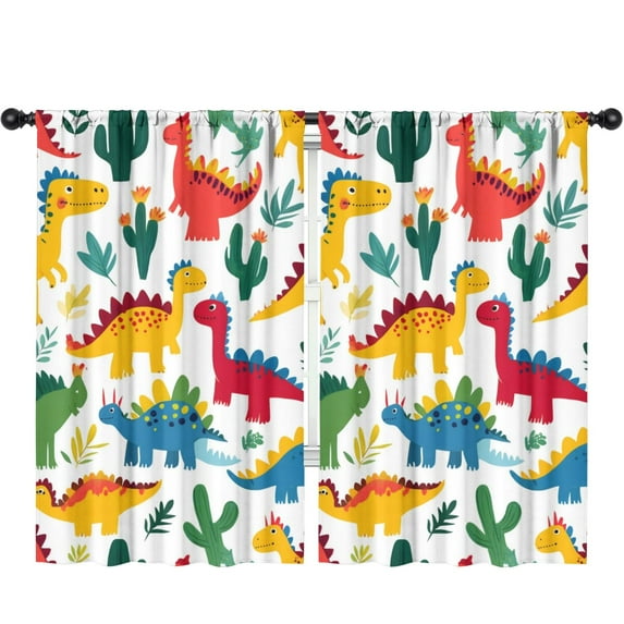 Blackout Kids Curtains,Cute Dinosaur Pattern Childrens Insulated Curtains Set Of 2,Bedroom Essentials,Toddler Room Decor 52x84in(132x213cm)