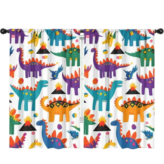 Blackout Kids Curtains,Cute Dinosaur Pattern Childrens Insulated Curtains Set Of 2,Bedroom Essentials,Toddler Room Decor 52x84in(132x213cm)