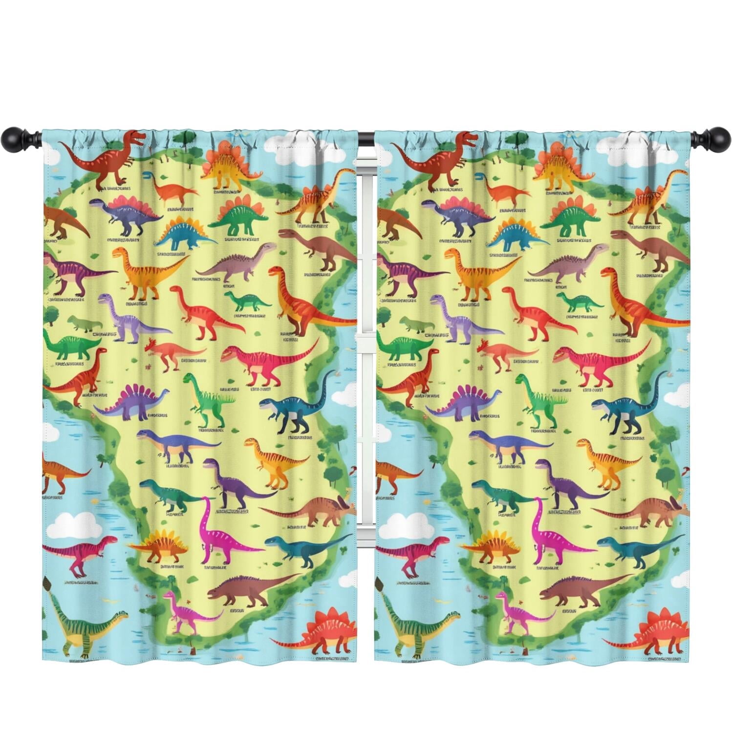 Blackout Kids Curtains,Cute Dinosaur Pattern Childrens Insulated Curtains Set Of 2,Bedroom Essentials,Toddler Room Decor 52x84in(132x213cm)
