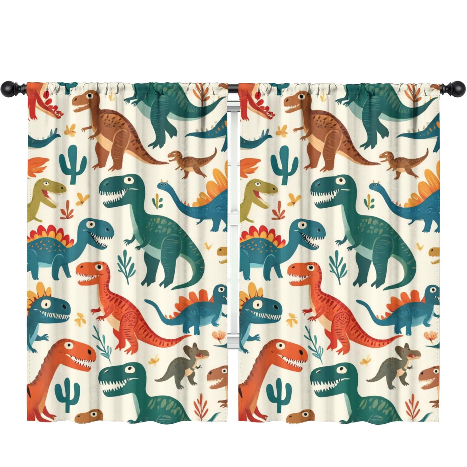 Blackout Kids Curtains,Cute Dinosaur Pattern Childrens Insulated Curtains Set Of 2,Bedroom Essentials,Toddler Room Decor 52x84in(132x213cm)