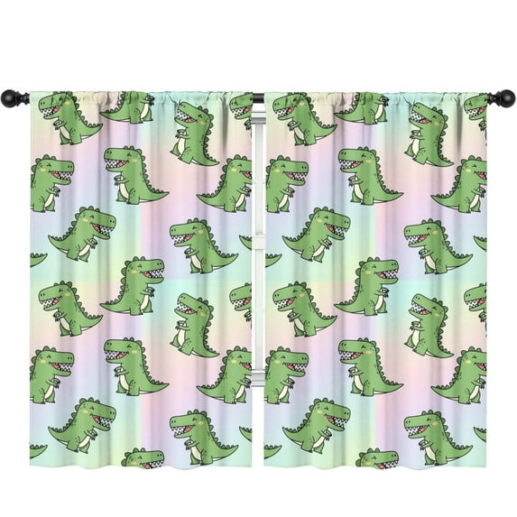Blackout Kids Curtains,Cute Green Dinosaurs Gradient Pattern Childrens Insulated Curtains Set Of 2,Bedroom Essentials,Toddler Room Decor 52"x84"
